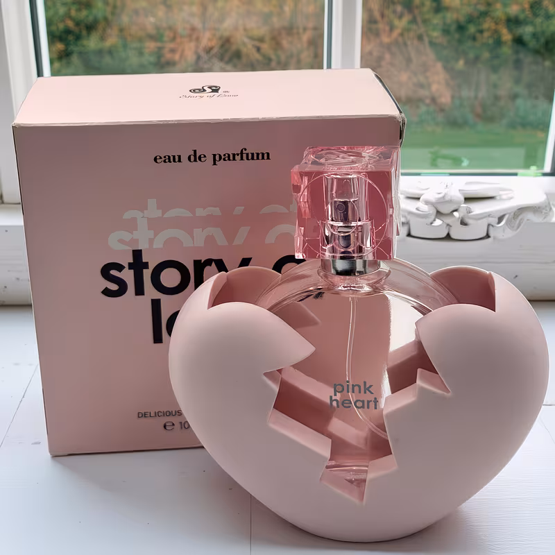 Love Story Perfume, Women's High-End Perfume, Elegant Women's Perfume, Pink Heart Perfume, Fruit Scented, Elegant Fragrance, Long-lasting Aroma, Milk Flavor, Milk-like Flavor, Bergamot Flavor, Magnolia, Geranium Flavor 100ml 3.4oz
