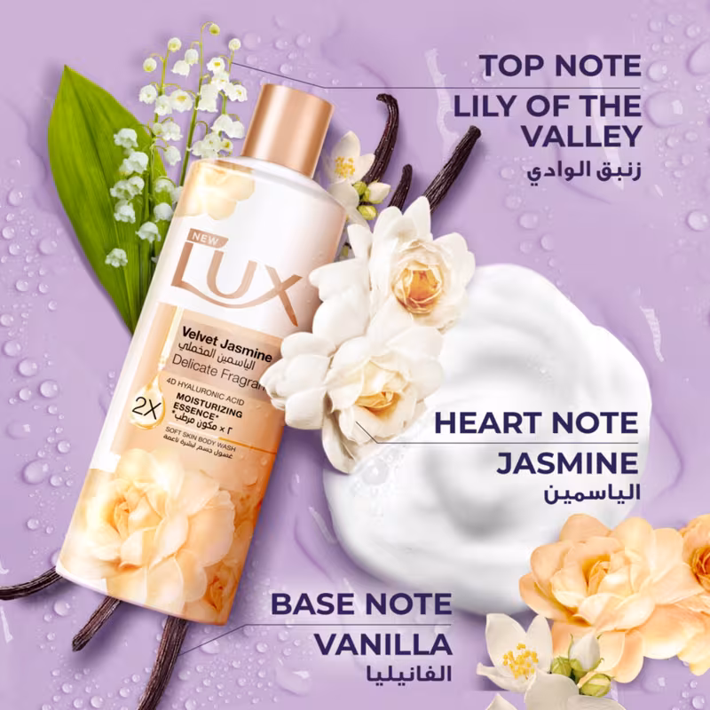 Lux 4 Body Wash Bundle 500ml Each, Magical Orchid Soft Rose Charming Peony Velvet Jasmine, Moisturising Shower Gel, Long Lasting Fragrance, Luxury Bath & Body Wash Set for Women UK