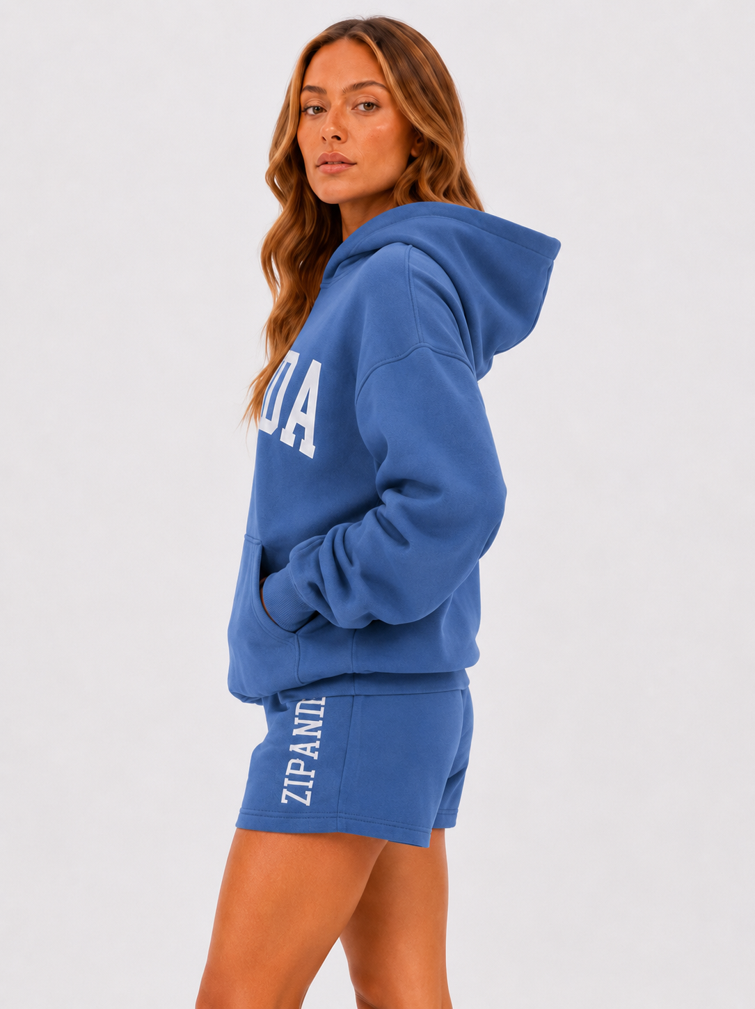 ZIPANDA Original Women's Oversized Hoodie & Leggings Co-Ord Set – Blue Fleece Lounge & Activewear Set