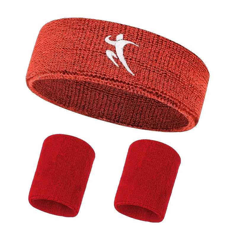 A Set of 3pcs of Embroidered Sports Headbands And Wristbands, Featuring High Elasticity, Comfort, And Breathability, Suitable for Activities Like Running, Basketball, And Fitness, Effective in Sweat Absorption for Both Men And Women