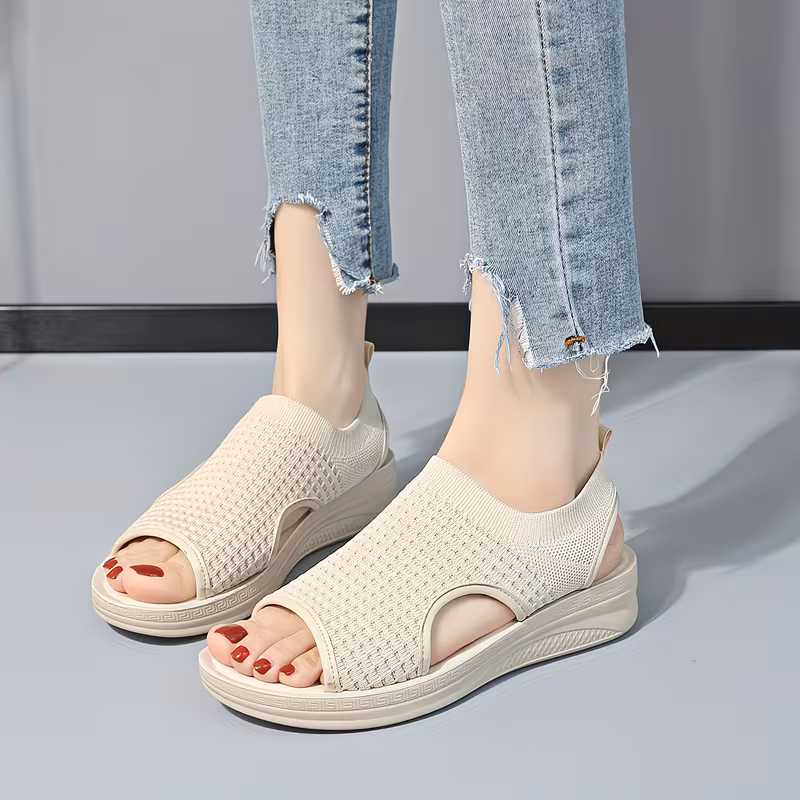 New Style Mesh Slip-on PU Sole Comfortable and Lightweight Walking Women's Sandals 62003