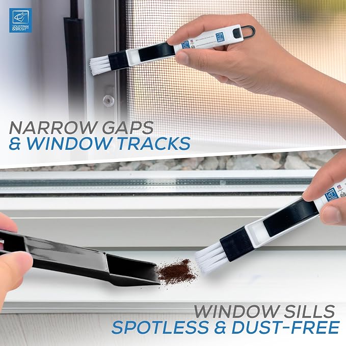 2 in 1 Window Gap Slot Cleaning Small Household Dustpan and Brush Easily Clean Vents Keyboards etc by The Dustpan and Brush Store