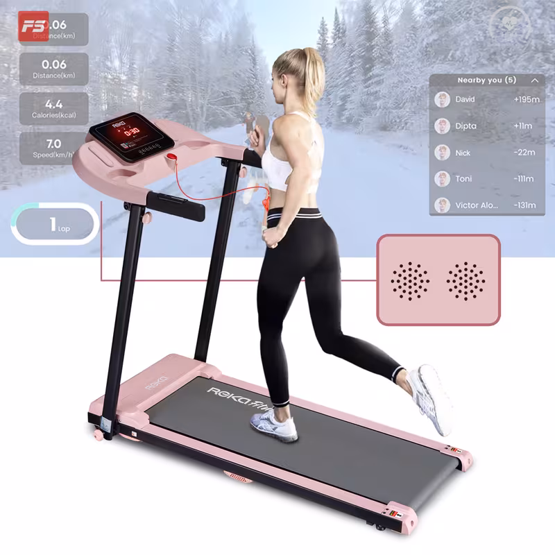 REKA Fitness Walking Pad / Running Treadmill – 2.5HP, 12 km/h Speed, Heart Rate Pulse Sensors, Dual Speakers and APP Control – Home or Office