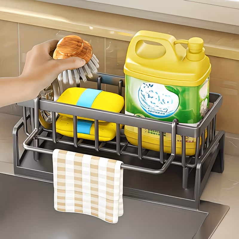 Kitchen/Bathroom Sink Storage Rack Set/Multi-Functional/Faucet Hanging Storage Rack/Suitable for Dishcloths, Sponges, Brushes/Durable, Easy-To-Clean/Home Organization/Space-Saving Storage Solution