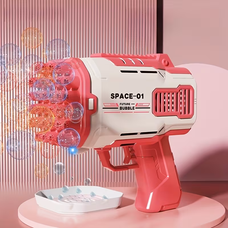 Boys And Girls Are Playing Outdoors with a Bubble Machine Toy, Blowing Bubbles Without Bubble Liquid Or Batteries, Making It a Great Gift for Holidays