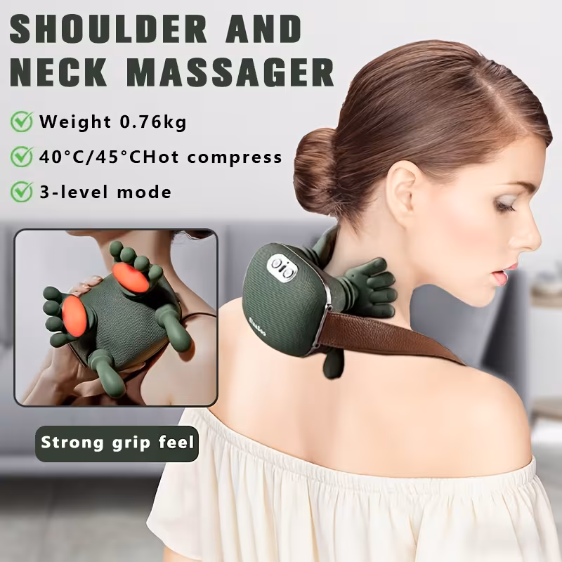 Multi-functional Shoulder And Neck Massager, Full-body Massage Device with Heating Function, Effectively And Relaxes Muscles, Massages Shoulders, Back And Legs, Comfortable Electric Acupoint Massager, USB Charging, Long Battery Life