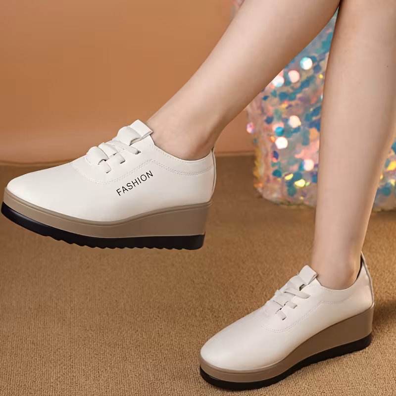 Platform Single Shoes Women 2025 Spring And Autumn New Height Increasing Casual Korean Version Soft Sole Mother Women'S Shoes Sponge Cake Shoes, Women Shoes