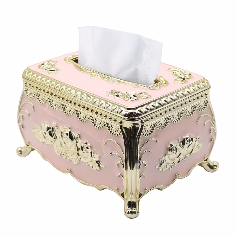 Elegant European Tissue Box Cover, Tissue Box Holder : Perfect for Living Rooms, Luxury KTVs, Kitchen, Bedroom, and American INS Restaurant Decor Portable for picnic