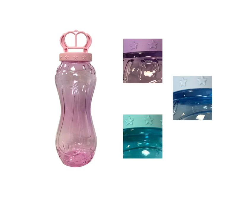 Plastic Water Bottle with Crown Cap Lid Design 19 x 6 cm Assorted Colours
