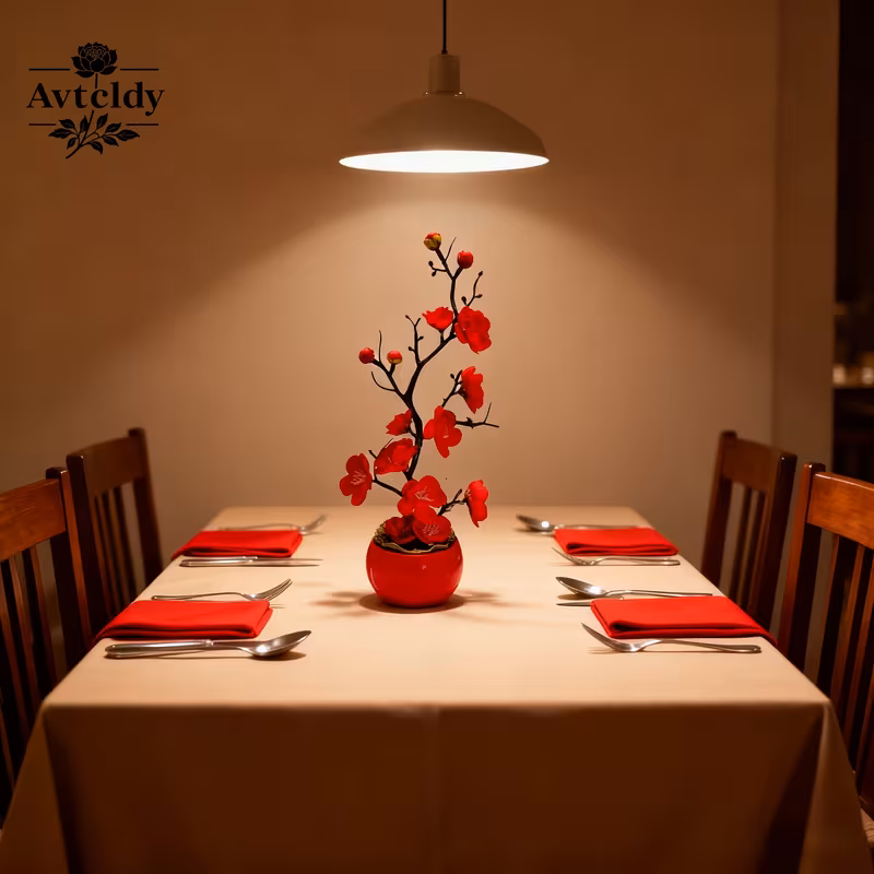 AVTCLDY 1pc Premium Artificial Red Plum Blossom Potted Plant - Holiday Artificial Flower, Suitable for Living Room, Bathroom, Balcony, Office, Dining Table, and Other Desktop Decorations, Ideal for Valentine's Day/New Year/Wedding/Mother's