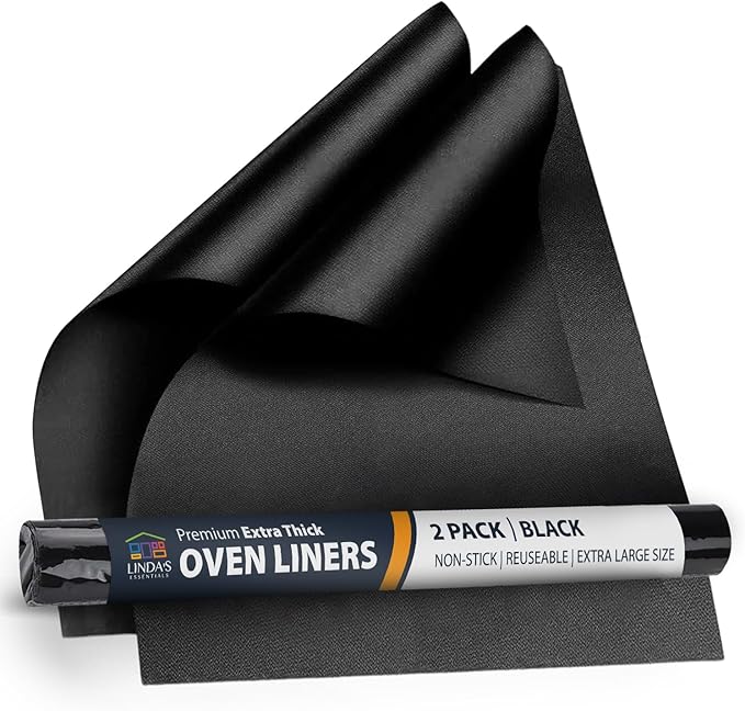 Linda's Essentials Oven Liners for Bottom of Oven (2 Pack) - Universal Non-Stick Liner for Fan Assisted Cooking