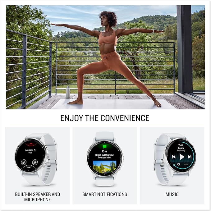 Garmin Venu 3, 45mm GPS smartwatch, AMOLED touchscreen, all-day advanced health & fitness features, voice functionality, music storage, wellness smartwatch with up to 14 days battery life, Whitestone