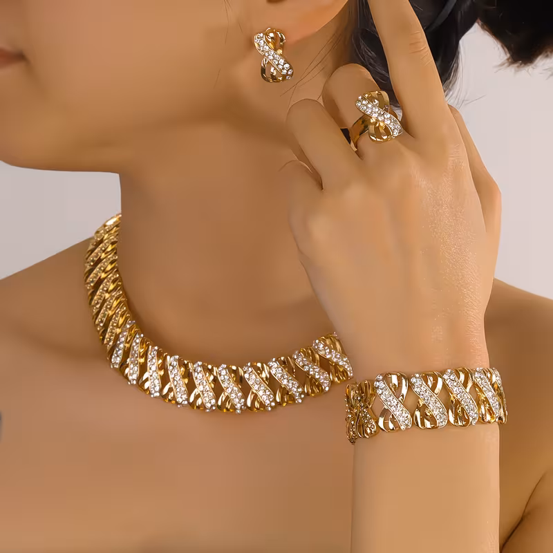 American Ladies' Luxury Jewelry Set Clothing Additions Elegant Necklace, Bracelet Combination Set Daily Gift Party Music Festival Vacation Wedding Banquet Celebration Festival Clothing