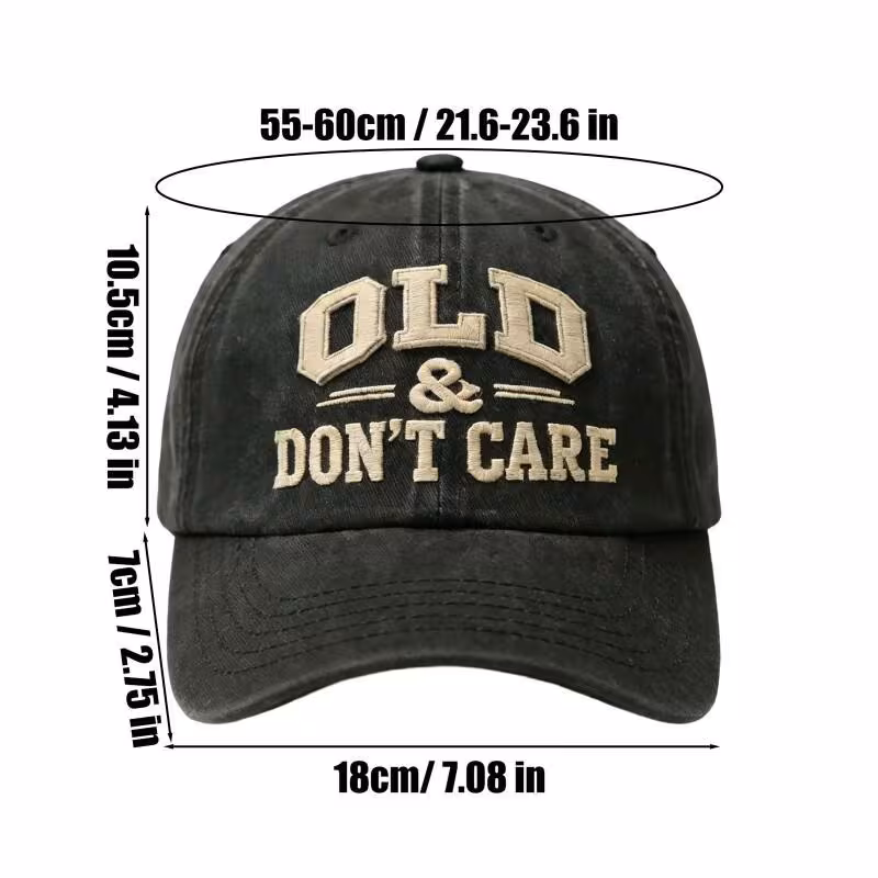 Local warehouse |  Old & Don't Care Cap, Adjustable Retro Funny Embroidered Unisex Baseball Hat Soft peaked cap outdoor sports