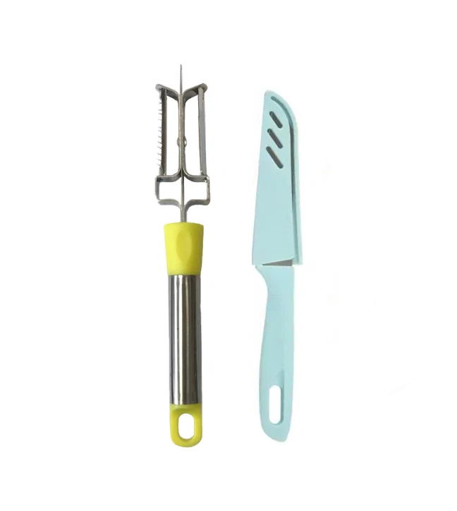 Stainless Steel Double Sided Vegetable Peeler and Knife Set 20 cm Assorted Colours