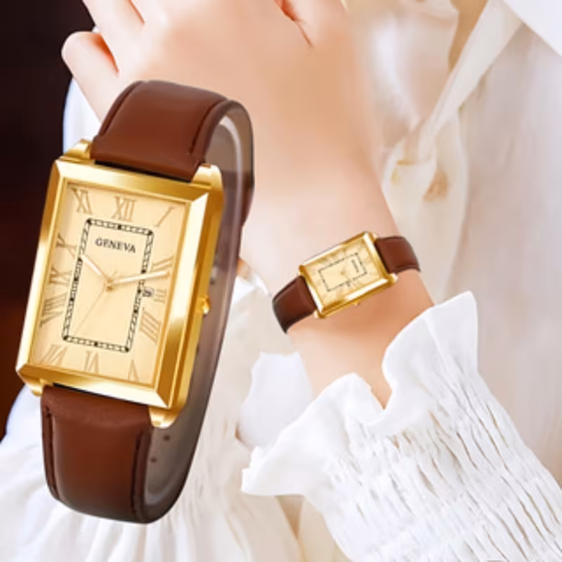 1pc CAYON Quartz Watch for Men & - Modern Square Analog Wristwatch with Shockproof Case, PU /Stainless Strap, Minimalist Dial - Elegant Birthday Gift for Students, Parties, Casual Attire (Brand Name Display)
