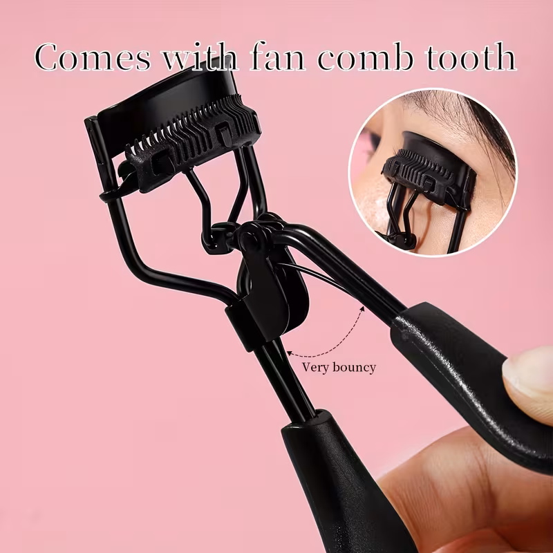 Portable Eyelash Curler, Featuring a Stainless Steel Curler with a Comb for Long-Lasting Curl And Shape, Perfect for Everyday Makeup to Curl Lashes