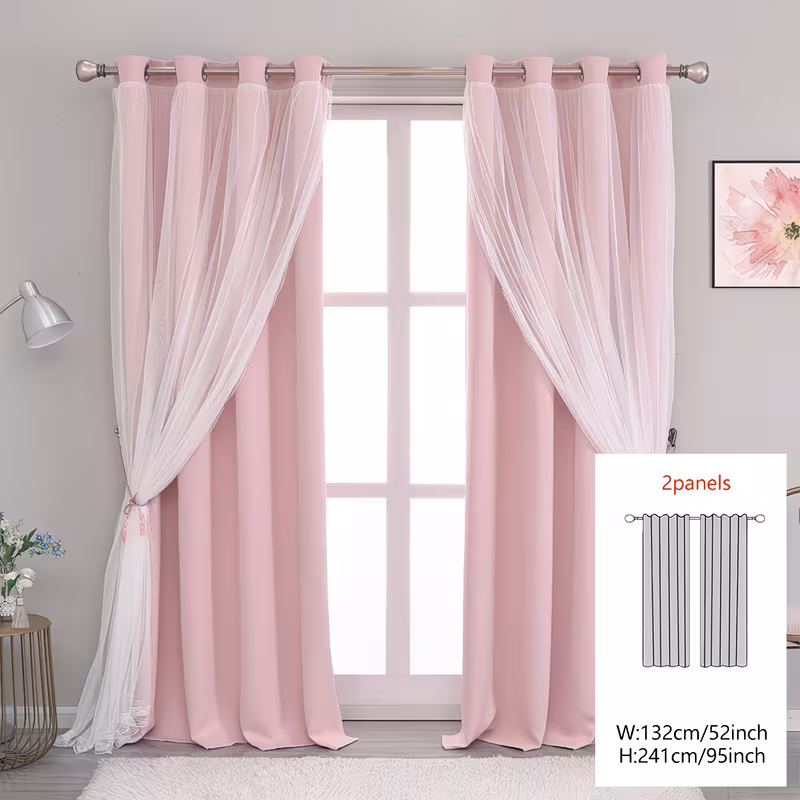2-panel blackout curtains, solid color double-layer integrated curtain with top loop, suitable for bedroom blackout curtains, living room curtains, themed room curtains, holiday party decorative home decor