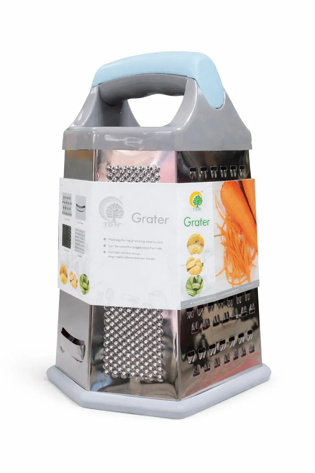 4-Sided Stainless Steel Box Grater with Handle