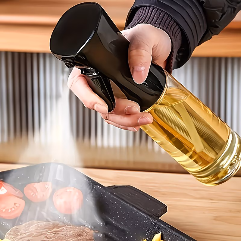 Food-grade 200ml Olive Oil Spray Bottle, Transparent and Refillable Kitchen Sprayer for Cooking, Baking, Grilling, Frying, Salad, Air Fryer, Easy to Clean and Durable, Suitable for Home, Outdoor, Restaurant, and BBQ