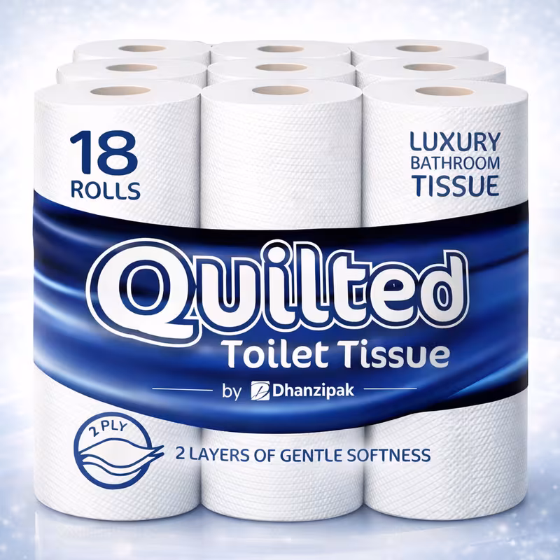 18 Rolls of 3-Ply Premium Quilted Toilet Paper | Generous Length per Roll | Luxuriously Soft, Strong & Highly Absorbent Toilet Tissue