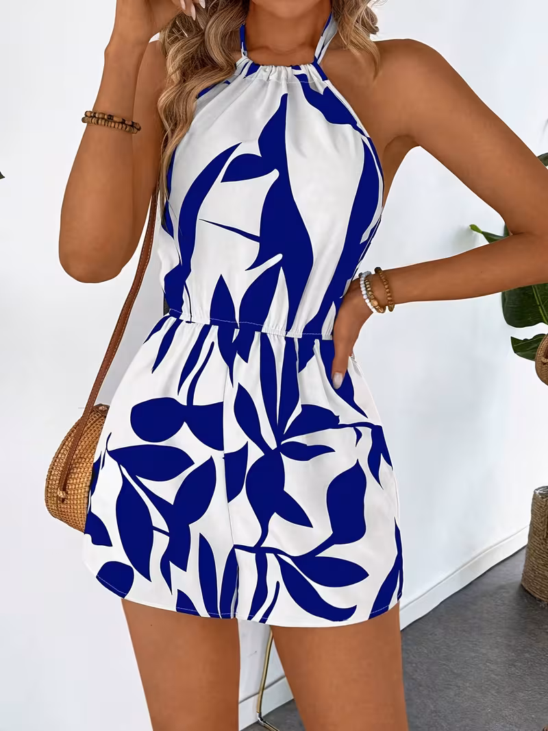 1pc Sexy Neck Suspender Summer Women'S One-Piece Swimsuit, Backless Design Sexy And Elegant, Comfortable And Breathable Fabric, Easy Style Suitable for Vacation, Date, Home, Party