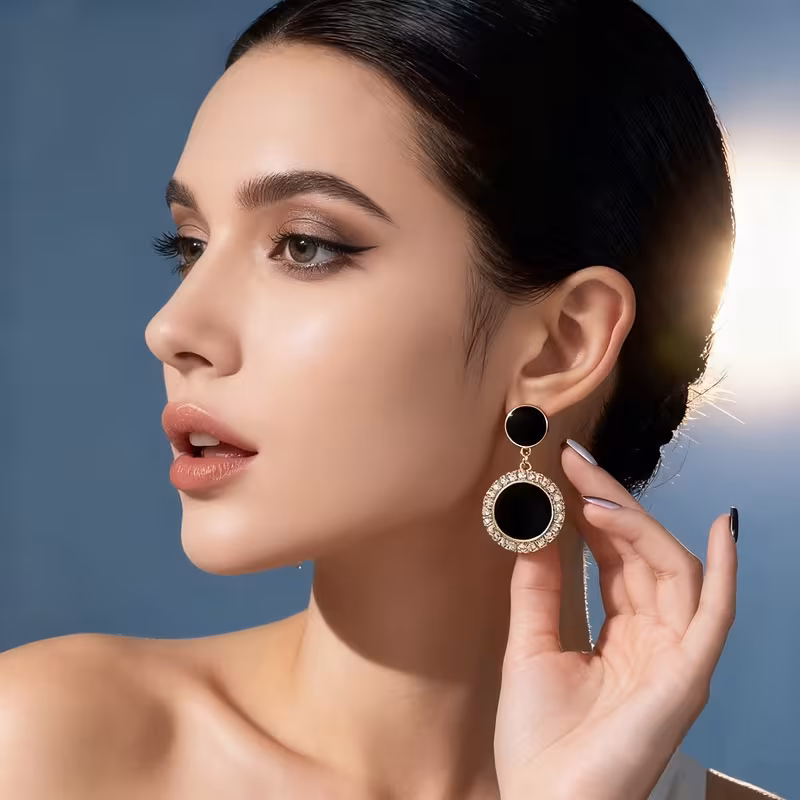 Unique Personality Two-circle Sparkling Tassel Earrings, High-end Decorative Earrings for Daily Wear, Evening Parties, and Gatherings