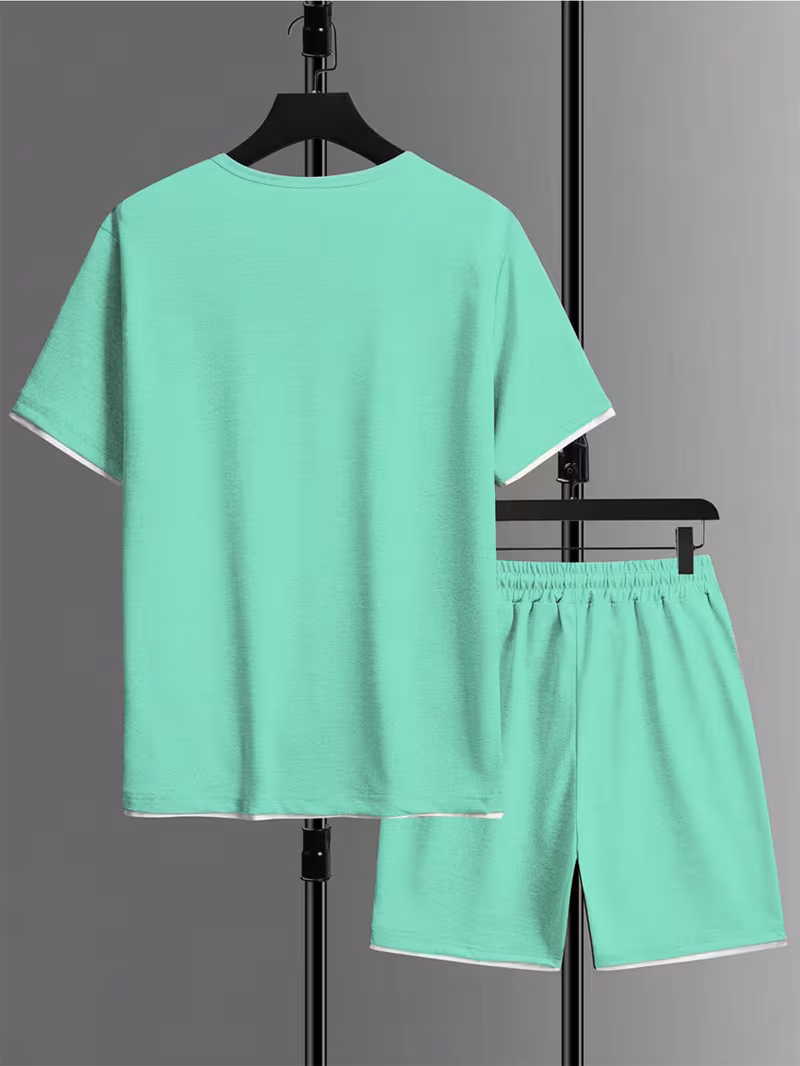 Cross-border Men's Casual Sportswear Top and Bottom Set