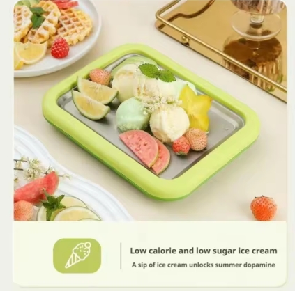 Ice Cream Maker Pan with 2 Scrapers Ice Cream Maker Plate Multifunctional Cold Sweet Fried Food Plate Rolled Ice Cream Maker
