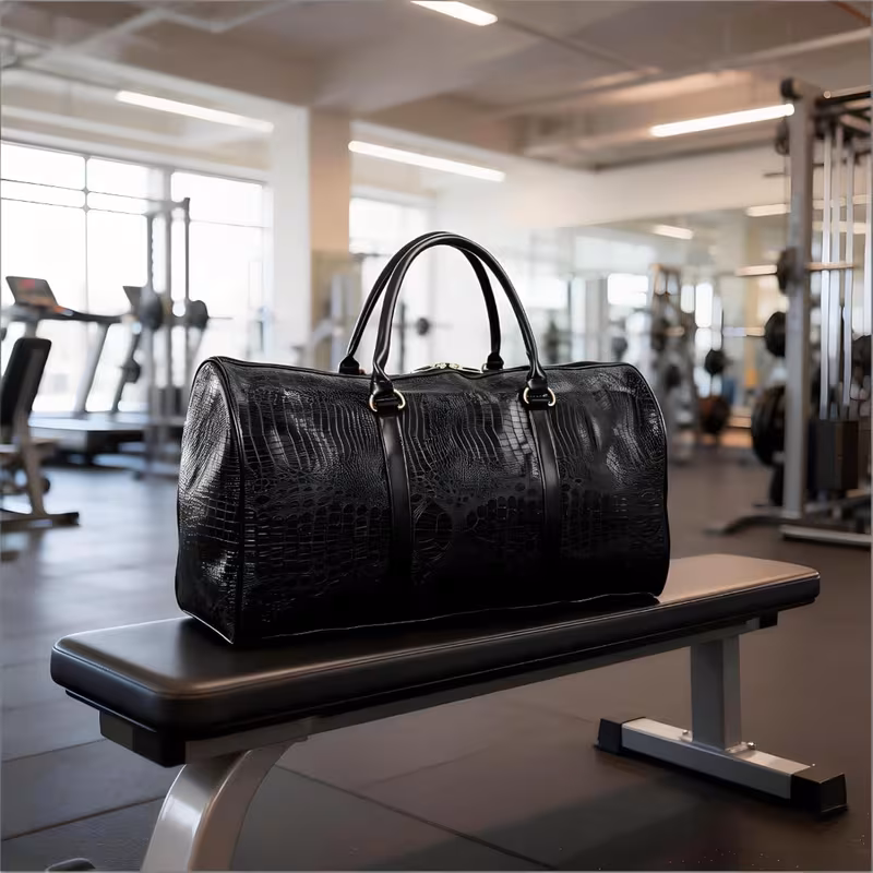 Sport Duffle Bag Yoga Gym Bag for Women & Men, Vintage Crocodile Pattern Weekender Overnight Luggage Carryon Handbag Luggage Bag Gym Sport Campin