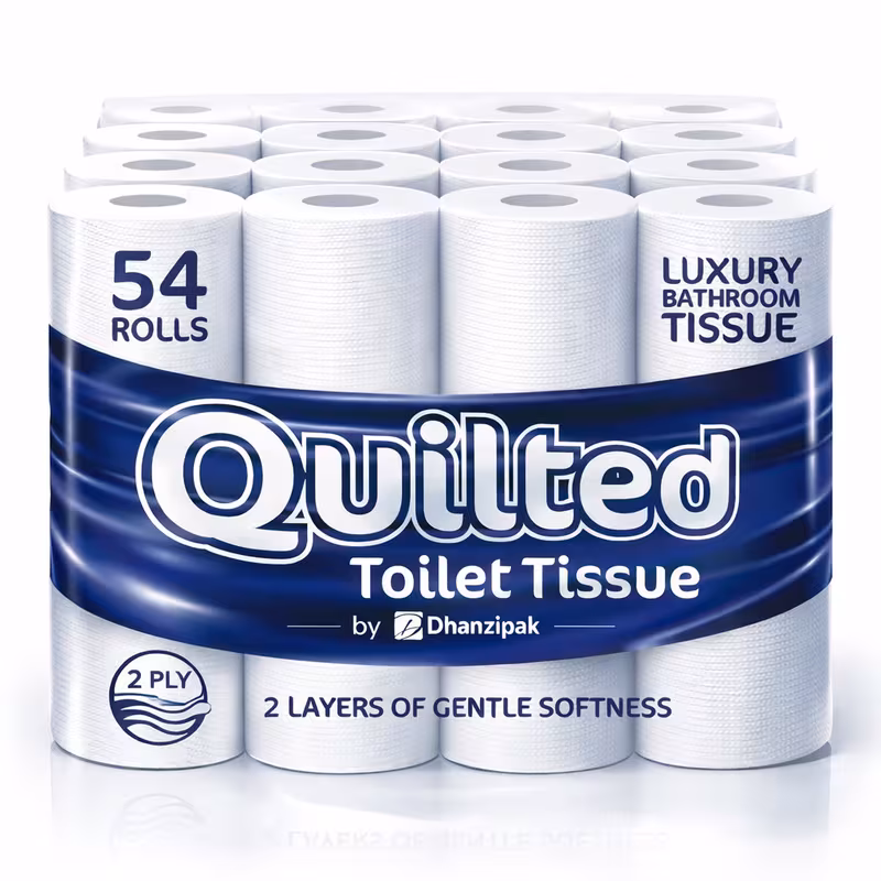 18 36 54 Rolls of 2-Ply Premium Quilted Toilet Paper | Generous Length per Roll | Luxuriously Soft, Strong & Highly Absorbent Toilet Tissue
