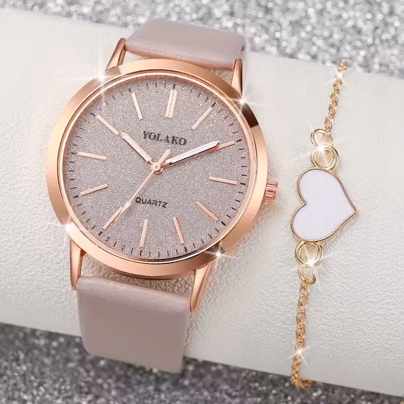 Women'S Belt Easy Casual Frosted Scale Dial Quartz Watch And 2pcs/Set Does Not Include Watch Box