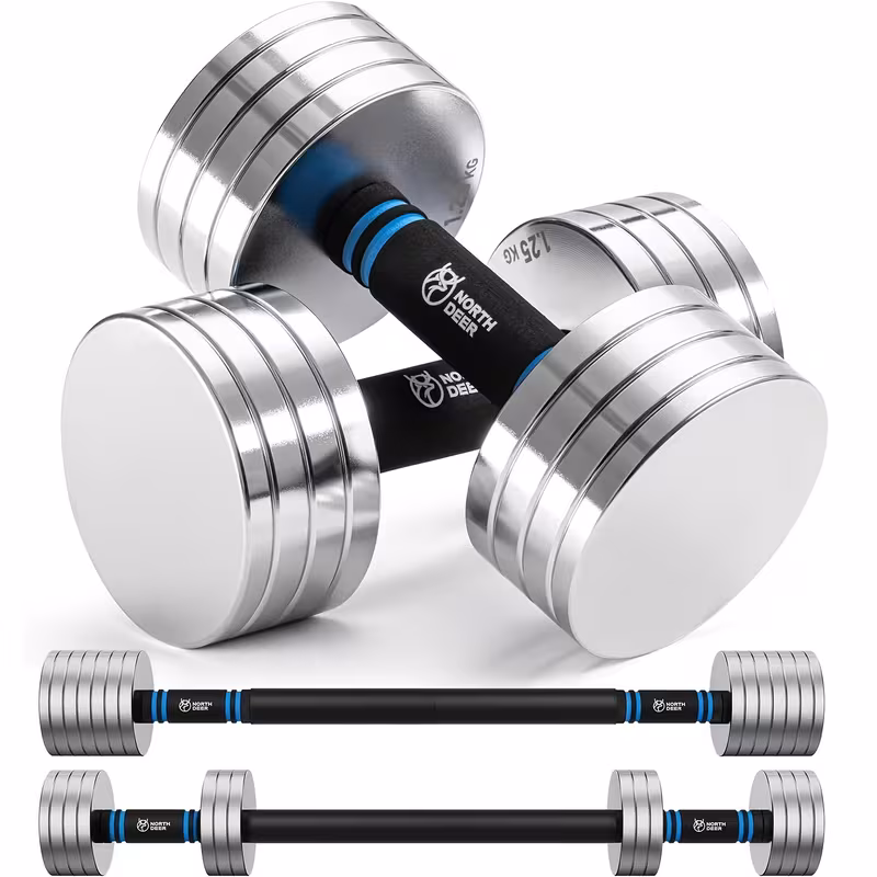 Northdeer Adjustable Dumbbell Barbell Set 10kg Pair - 2, 5kg 3kg 5kg 5, 5kg 7, 5kg 8kg 10kg - V2, Home Gym Workout Equipment, Durable Steel Construction for Full-Body Strength Training, Gym Accessories, Versatile Exercise Gear