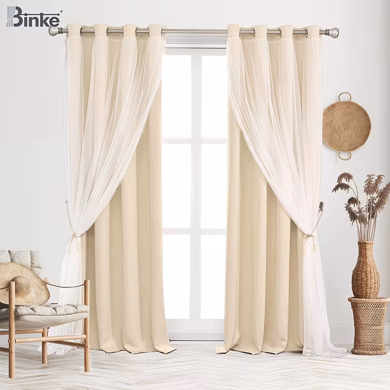 2-panel blackout curtains, solid color double-layer integrated curtain with top loop, suitable for bedroom blackout curtains, living room curtains, themed room curtains, holiday party decorative home decor