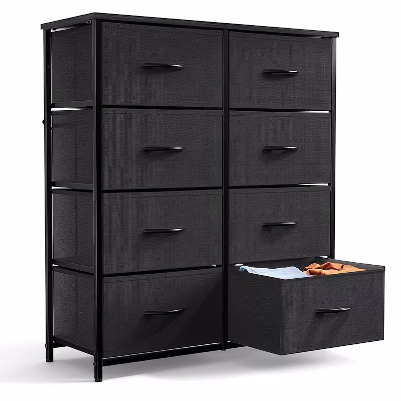8 Drawer Storage And Organization, Home Dresser And Chest Of Drawers with 8 Fabric Storage Drawers Tower Unit, Bedroom Dresser with Wood Top, Thickened Frame for Bedroom, Living Rooms, Hallways