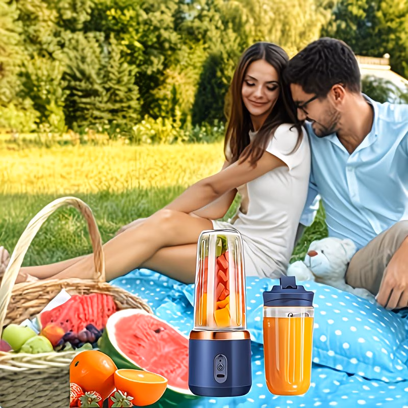2-In-1 Portable Electric Juicer And Blender, USB Rechargeable Juicer With 2 Cups, Sports Lid Blending Juice Cup, Wireless Multifunctional Portable Juicer