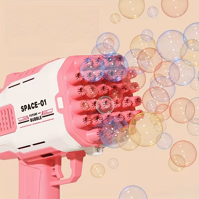 Boys And Girls Are Playing Outdoors with a Bubble Machine Toy, Blowing Bubbles Without Bubble Liquid Or Batteries, Making It a Great Gift for Holidays