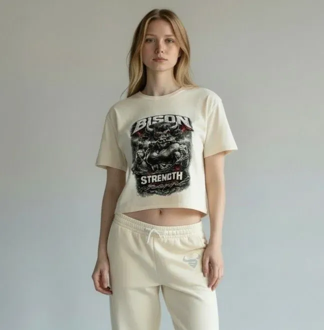 BisonByDesign Women's Bison Strength crop top: Premium Streetwear & Activewear