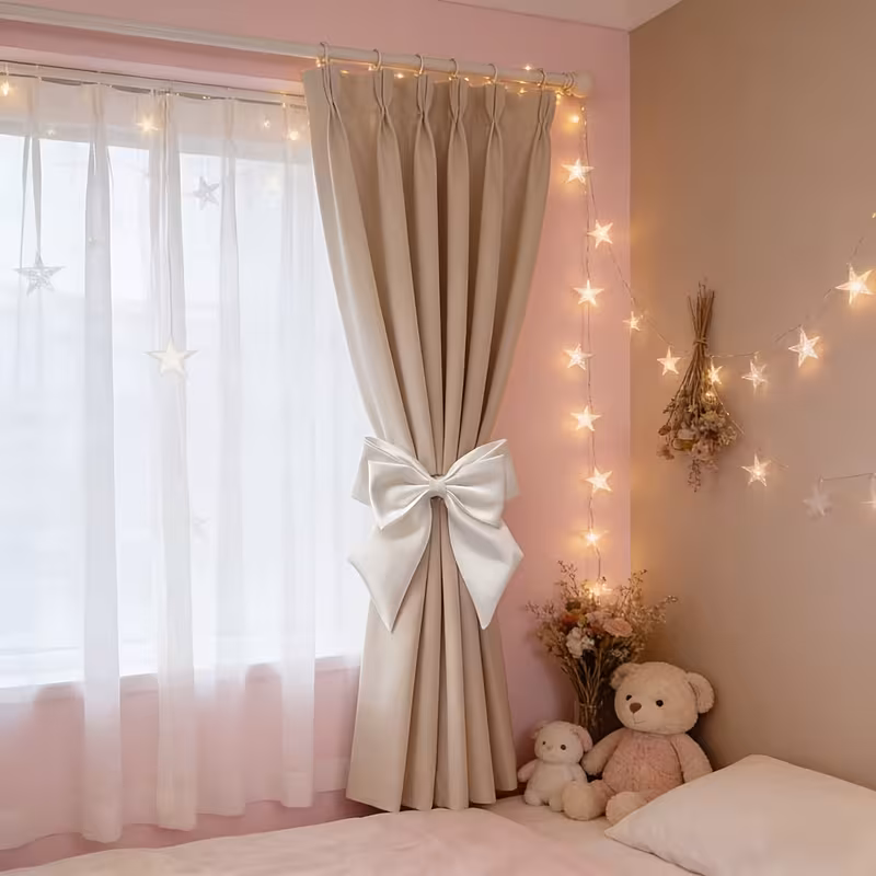 French-Style Cream White Bow Curtain Tiebacks Suitable for - Elegant Bow-Shaped Window Holdbacks, Luxurious Holders for Drapes, Blinds, Curtains, Management for & Pets, French Country Style