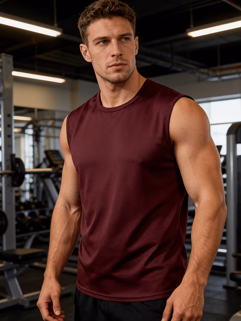Men's Quick-Dry Breathable Sleeveless Sports Vest - Moisture-Wicking Workout Top Suitable for Gym, Running, & Training, Ultra-Lightweight Sleeveless Shirt for Fitness, Outdoor Activities, Machine Washable Round Neck Tunic