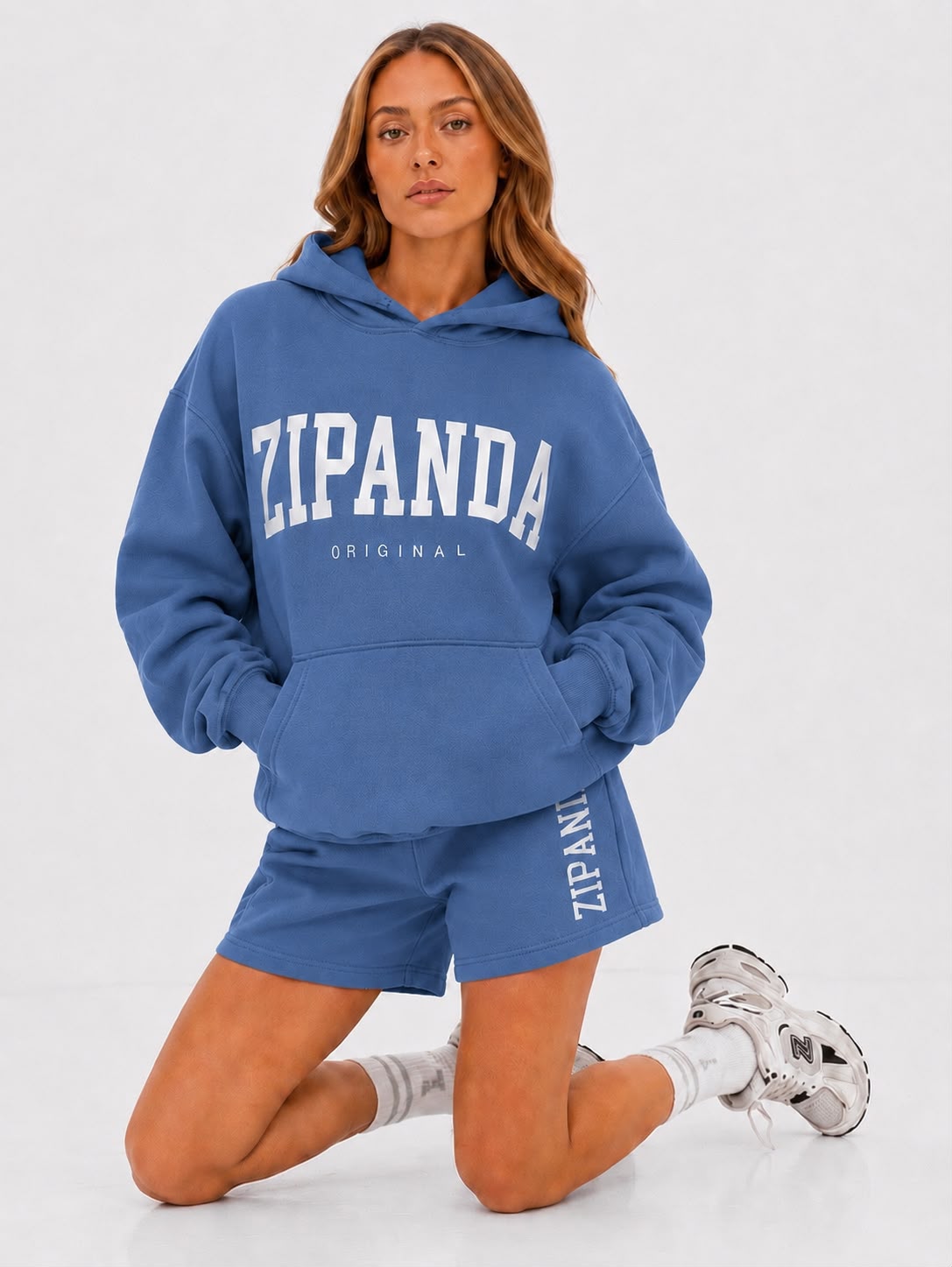 ZIPANDA Original Women's Oversized Hoodie & Leggings Co-Ord Set – Blue Fleece Lounge & Activewear Set- Blue