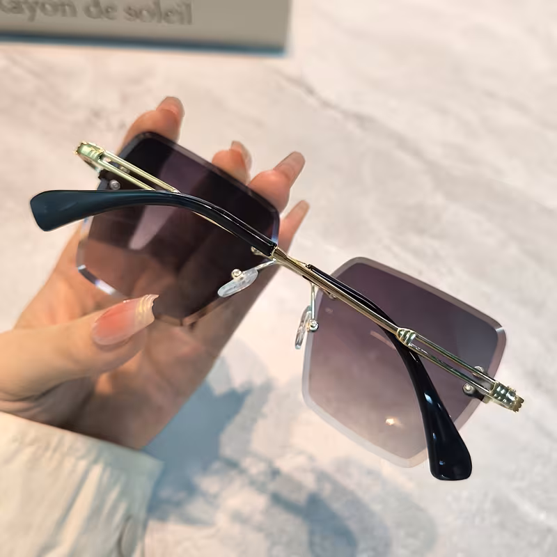 Rimless Rectangle Fashion Glasses Frameless Eyewear Vintage Glasses for Women Men, Perfect Gift for Friends And Family