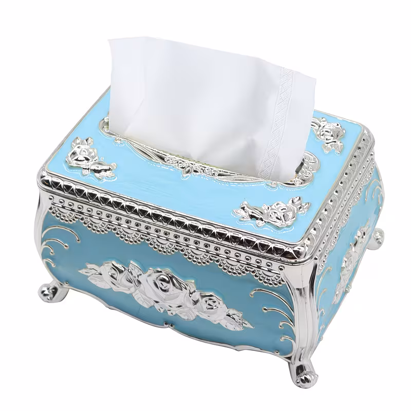 Elegant European Tissue Box Cover, Tissue Box Holder : Perfect for Living Rooms, Luxury KTVs, Kitchen, Bedroom, and American INS Restaurant Decor Portable for picnic