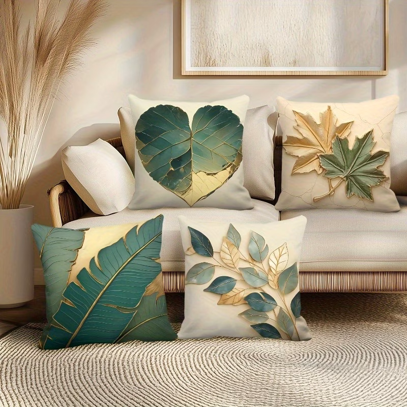 4pcs Greenery Pattern Pillow Cover