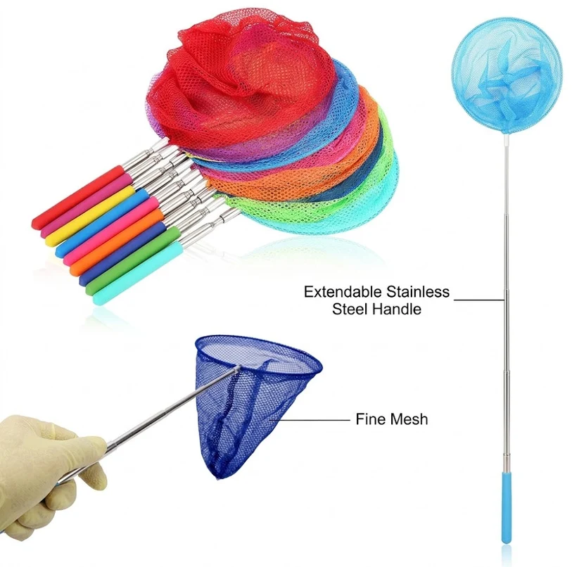 Extendable Fishing Net with Stainless Steel Handle, 17-64cm, Assorted Colours