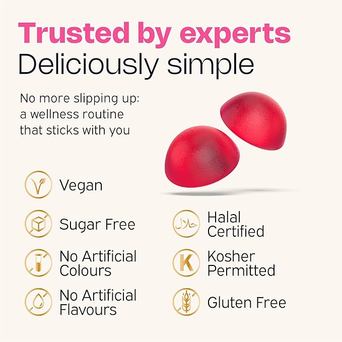 Nutriburst Women’s Multivitamin • 3 Months • Vegan & Sugar Free | 60 berry flavour multivitamin gummies to regulate hormones & boost collagen with 15 micronutrients; B5, B6, B12, C, D.. pack of 1 (60 count)