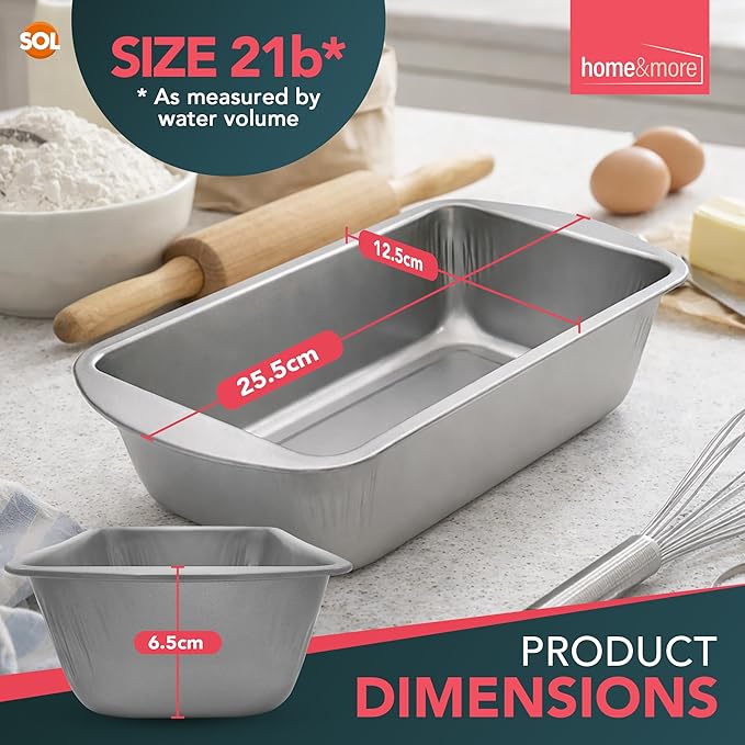 SOL 2lb Loaf Tin Set of 2 Non Stick Bread Loaf Tins for Baking 21 x 11 x 6.4cm Durable Oven Safe Cake Bakeware for Home Kitchen Sponges Desserts Meat Preparation Easy Release