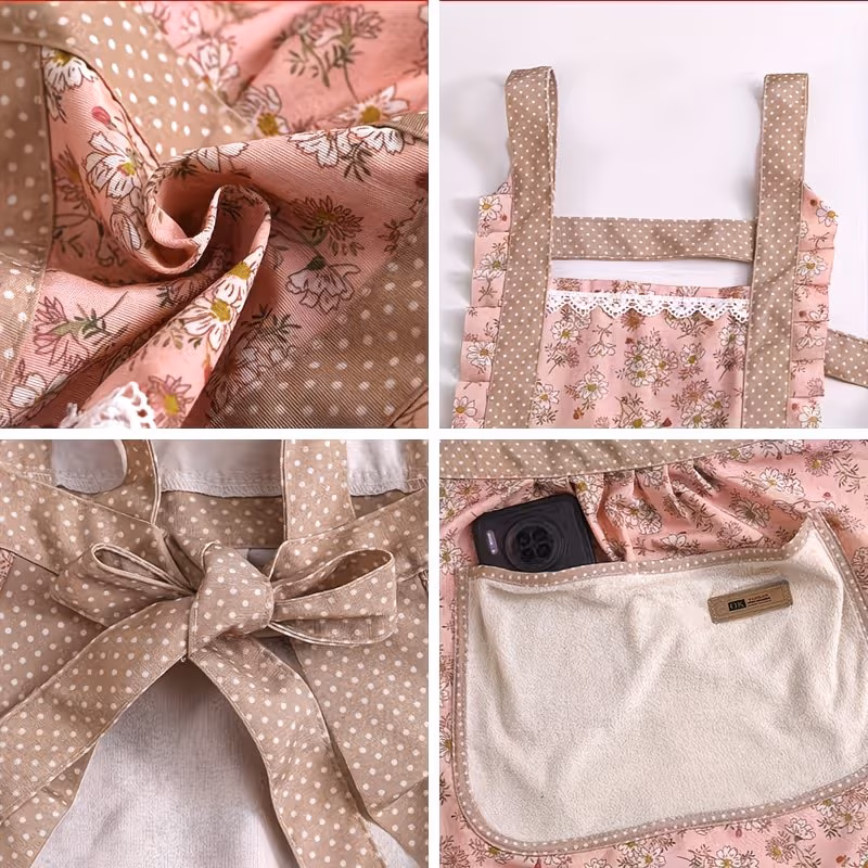 2 Floral Princess Aprons Featuring Adjustable H-Straps And a Hand Pocket | Ideal for Cooking, Baking, And Restaurant Use, in a Pink And Beige Floral Pattern, Essential for Baking, Adorable Apron