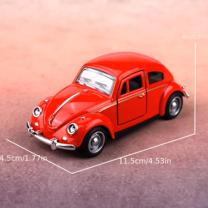 1:38 Scale Die-Cast Metal Car Model - Classic Retro Red, Openable Doors & Windows, Collectible Toy Car with Visible Interior, Perfect, Birthday