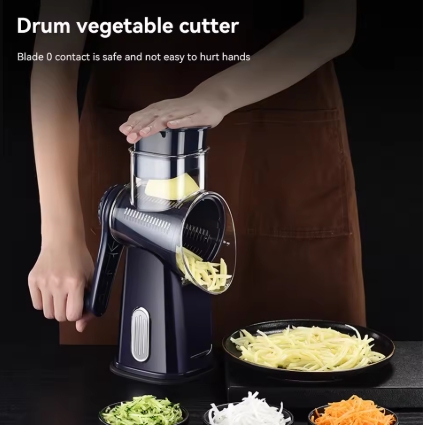 5-in-1 Rotary Cheese Grater & Vegetable Slicer Stainless Steel Easy to Clean Multi-Functional Kitchen Tool for Home Use